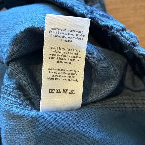 Onia Men's Shorts Size 34 Blue Striped Zip Fly Chino Slash Pockets Linen Cotton - Picture 5 of 7